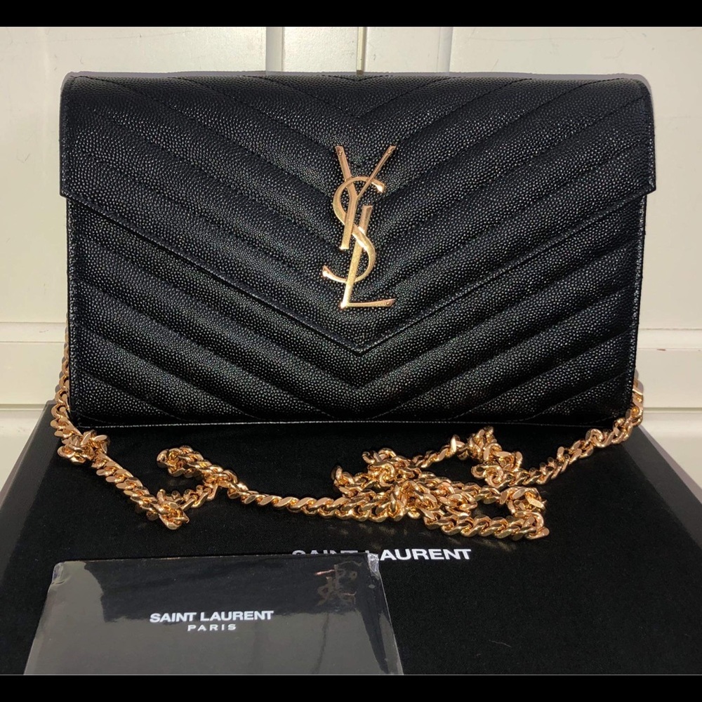 Saint Laurent Monogrammed Grain de Poudre Wallet